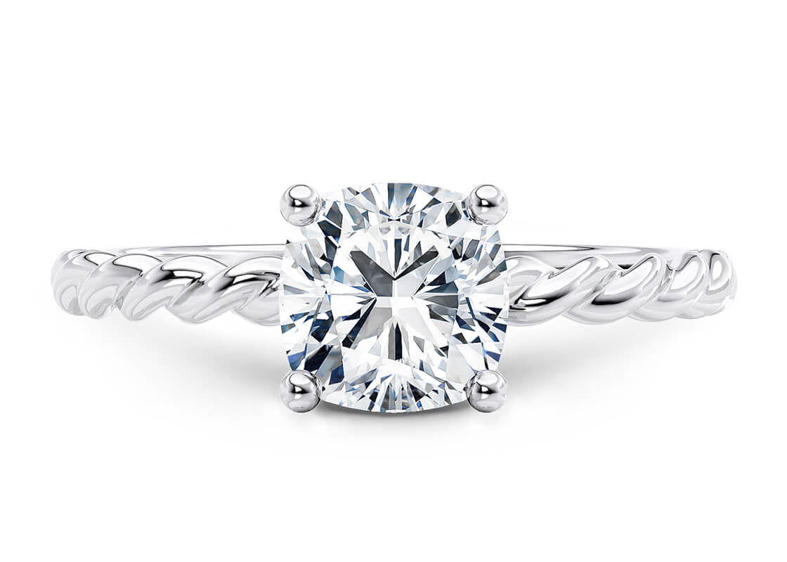 Ascot Solitaire Platinum Cushion Engagement Ring