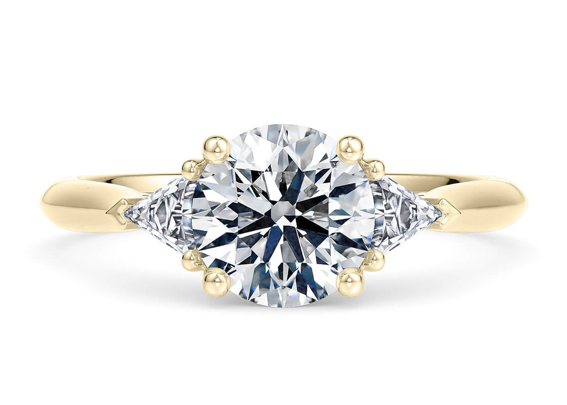 Paris Trilogy Yellow Gold 18k Round Engagement Ring