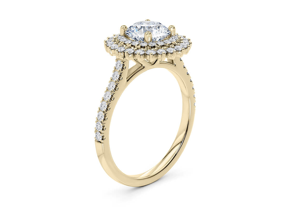 Berkeley Halo Yellow Gold 18k Round Engagement Ring