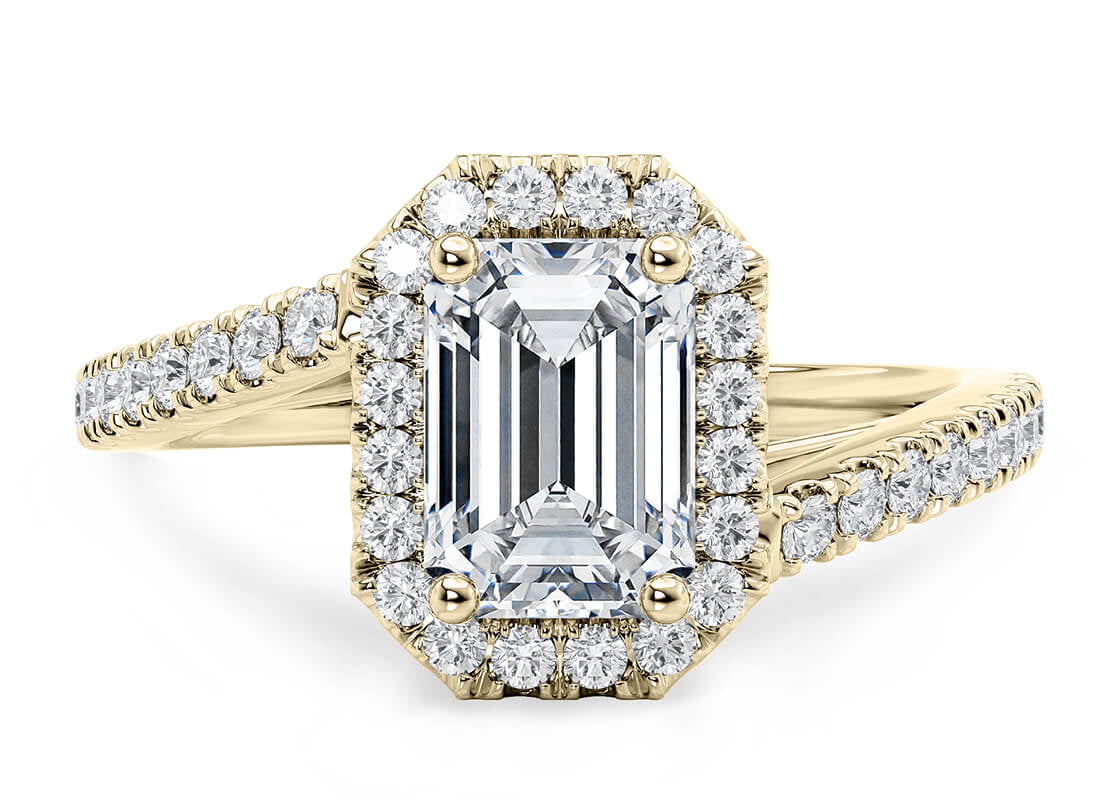 Kew Halo Yellow Gold 18k Emerald Engagement Ring