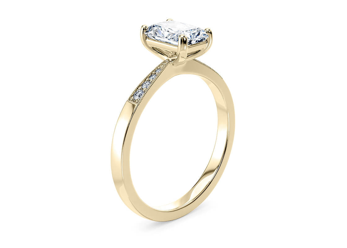 Delicacy Vintage Yellow Gold 18k Radiant Engagement Ring