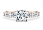 Lyra Diamond Band Rose Gold 18k Cushion Engagement Ring