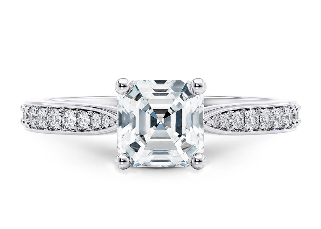 Victoria Diamond Band Platinum Asscher Engagement Ring