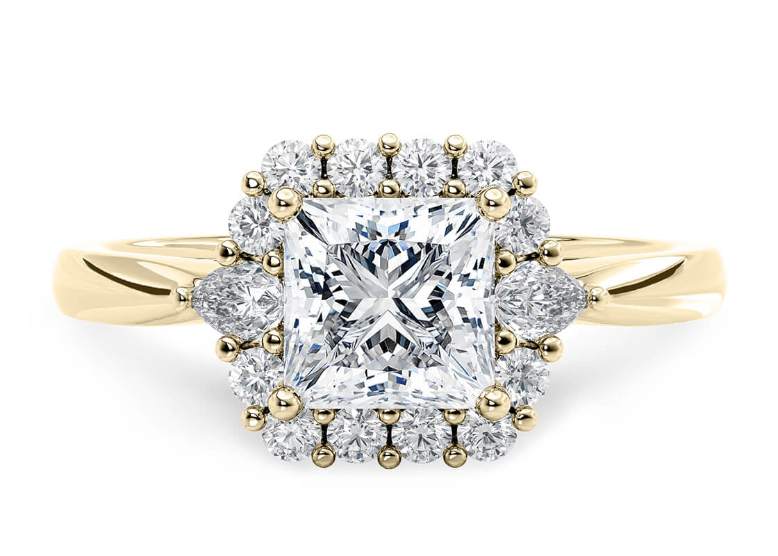 Hampstead Halo Yellow Gold 18k Princess Engagement Ring