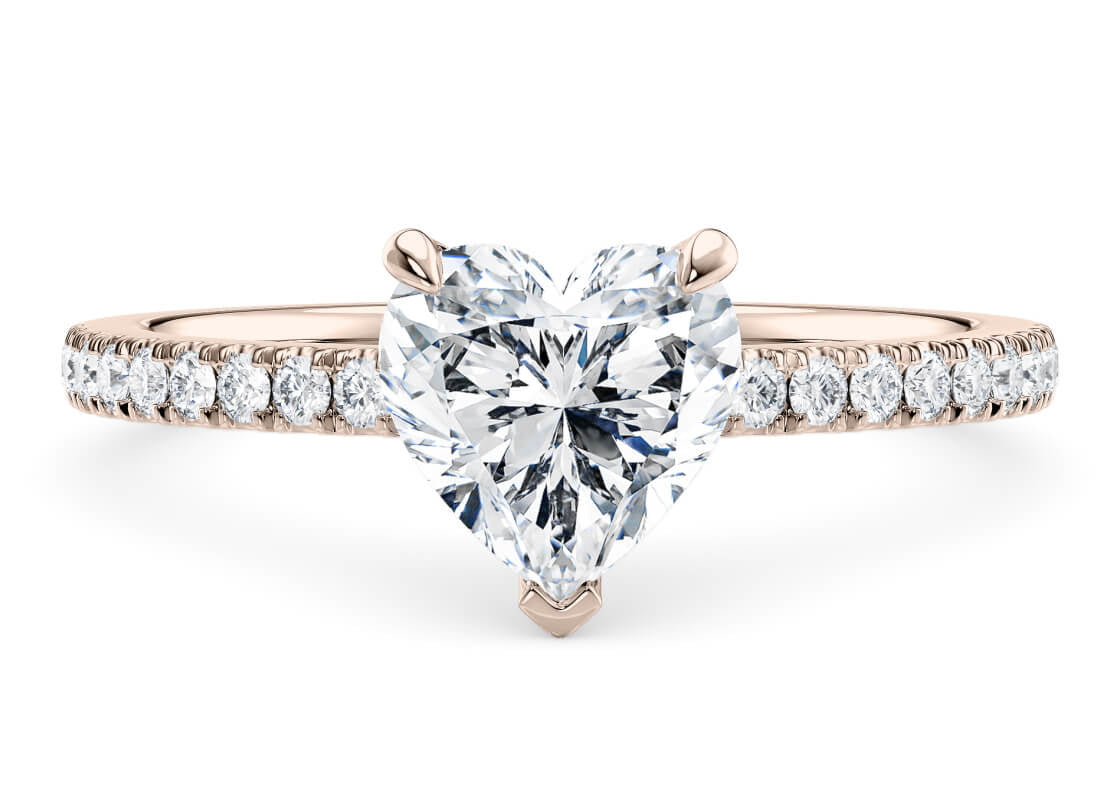 Aria Diamond Band Rose Gold 18k Heart Engagement Ring