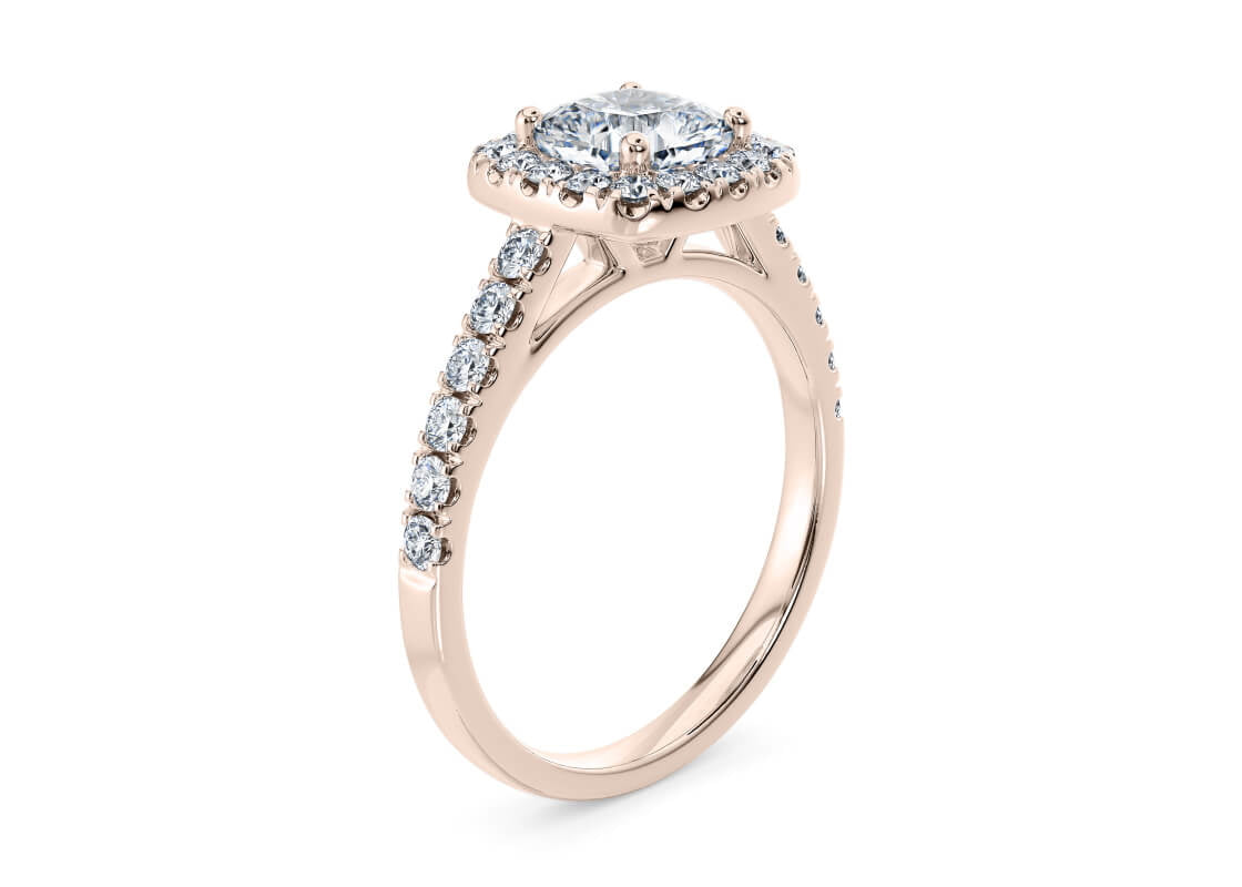 Medici Halo Rose Gold 18k Cushion Engagement Ring