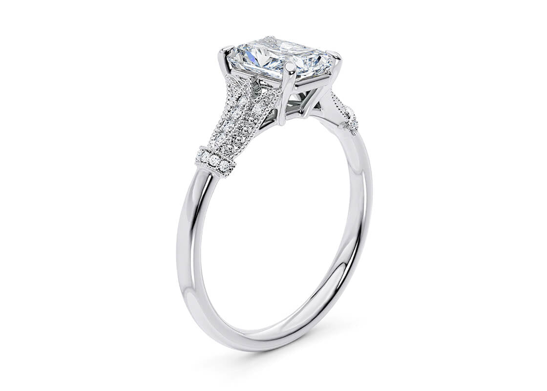 Jasmine Vintage Platinum Radiant Engagement Ring