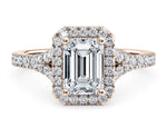 Battersea Halo Rose Gold 18k Emerald Engagement Ring