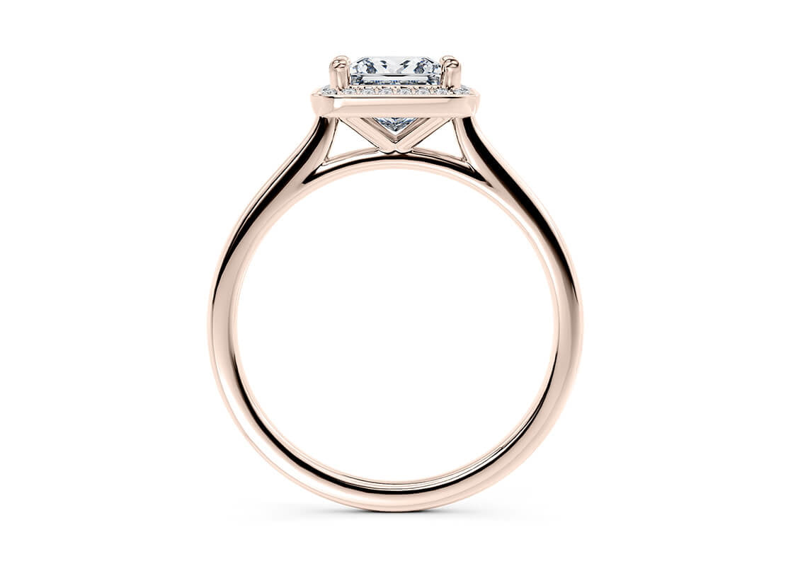 Minerva Halo Rose Gold 18k Princess Engagement Ring