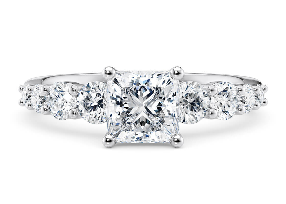 Lyra Diamond Band Platinum Princess Engagement Ring
