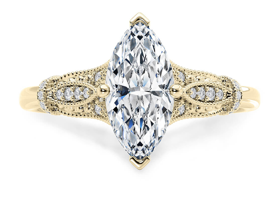 Jasmine Vintage Yellow Gold 18k Marquise Engagement Ring