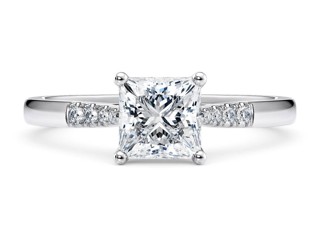 Thea Diamond Band Platinum Princess Engagement Ring