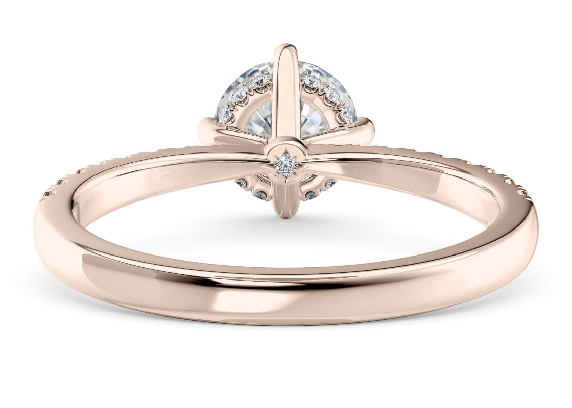 Asteria Compass Diamond Band Rose Gold 18k Round Engagement Ring