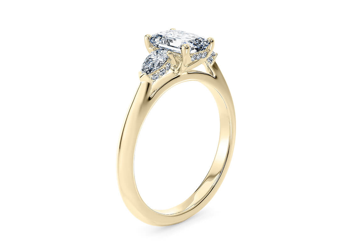Florence Trilogy Yellow Gold 18k Emerald Engagement Ring