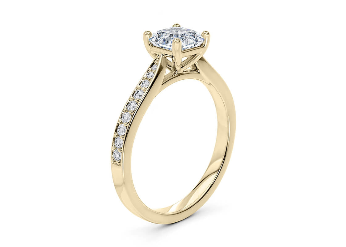 Victoria Diamond Band Yellow Gold 18k Asscher Engagement Ring