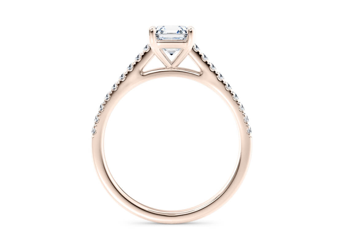 1477 Vintage Rose Gold 18k Asscher Engagement Ring