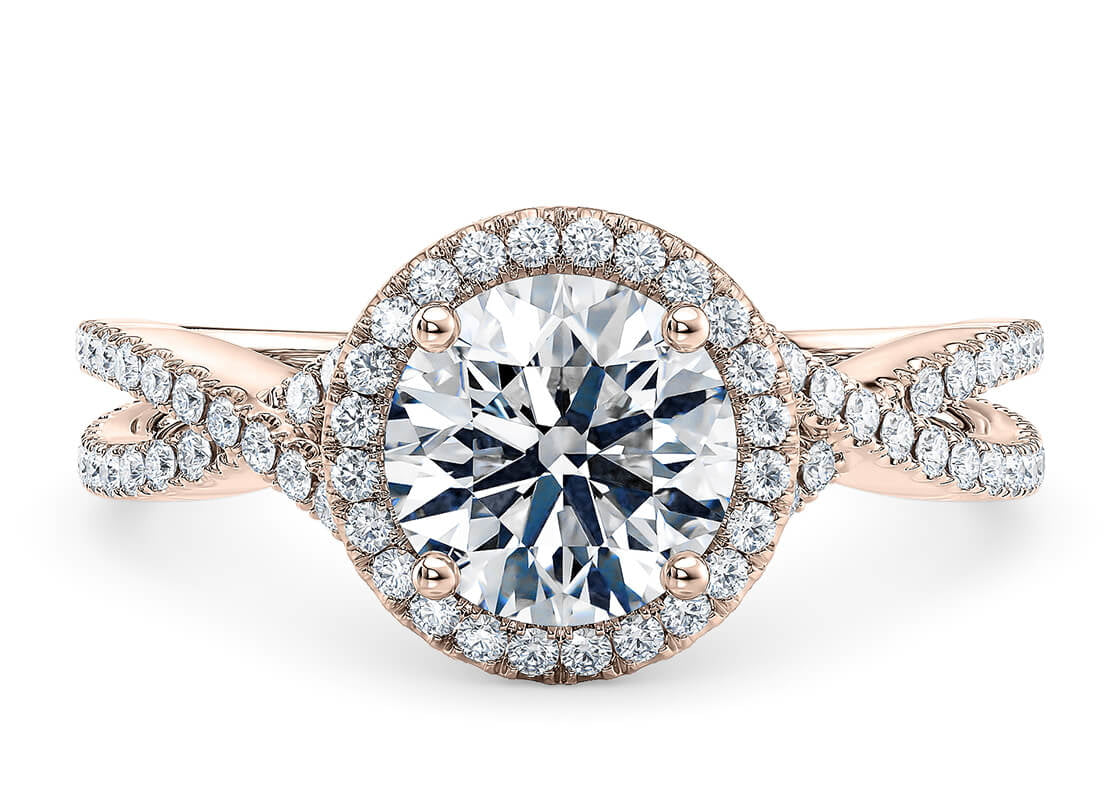 Bellatrix Halo Rose Gold 18k Round Engagement Ring