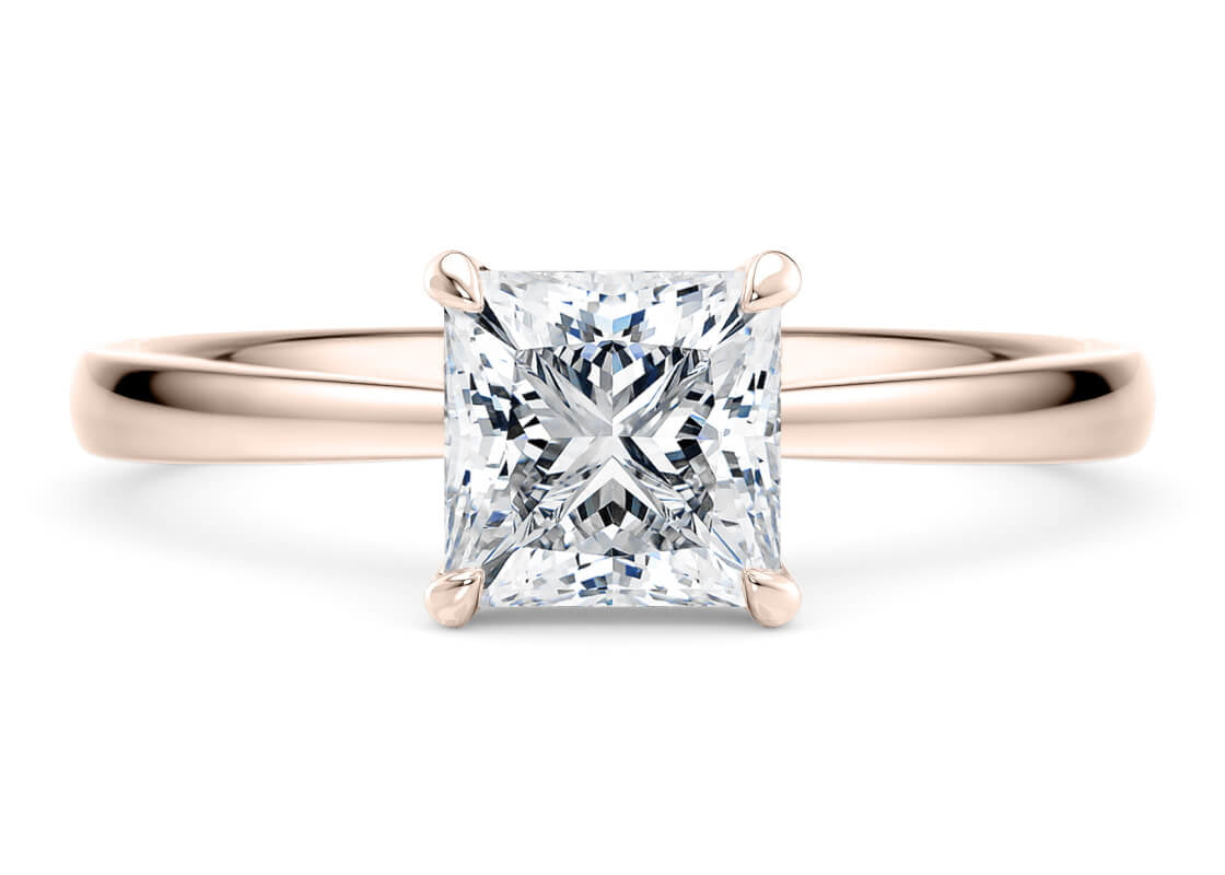 Starlight Solitaire Rose Gold 18k Princess Engagement Ring