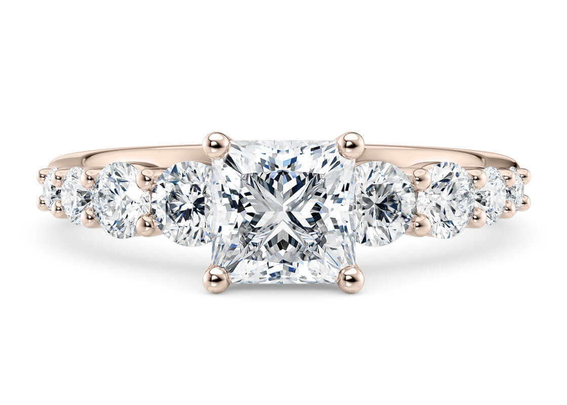 Lyra Diamond Band Rose Gold 18k Princess Engagement Ring