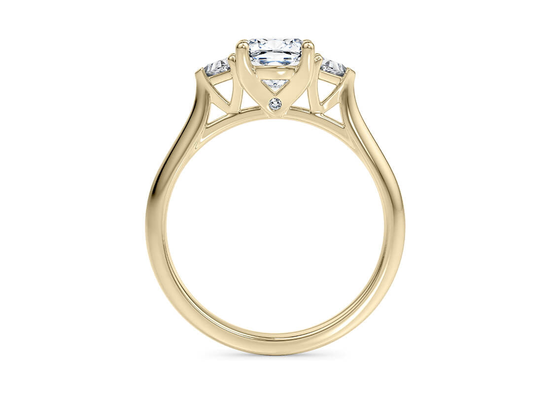 Paris Trilogy Yellow Gold 18k Cushion Engagement Ring