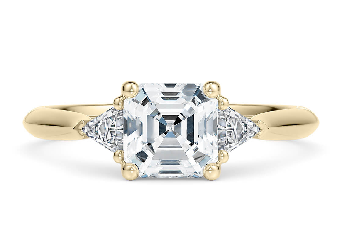 Paris Trilogy Yellow Gold 18k Asscher Engagement Ring