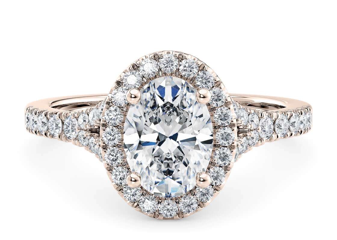 Battersea Halo Rose Gold 18k Oval Engagement Ring
