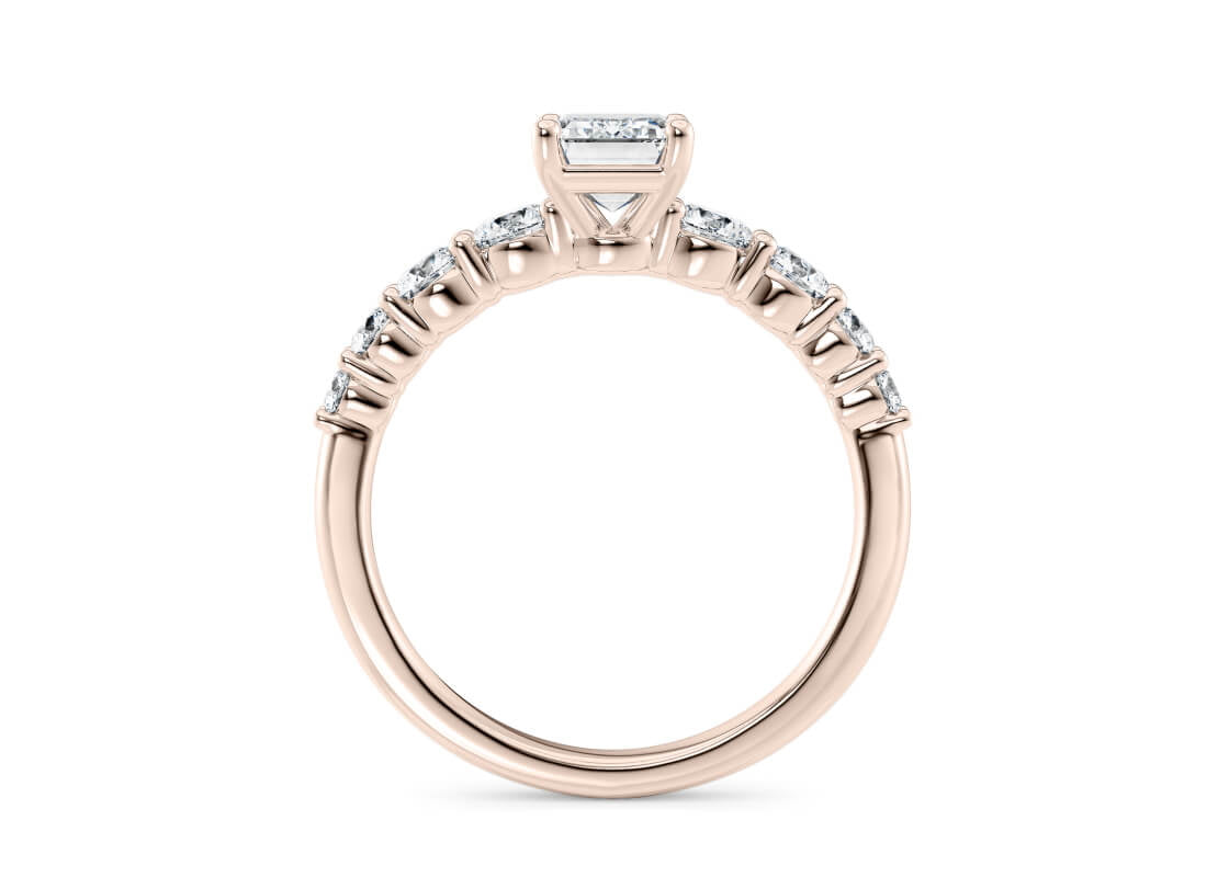 Lyra Diamond Band Rose Gold 18k Emerald Engagement Ring