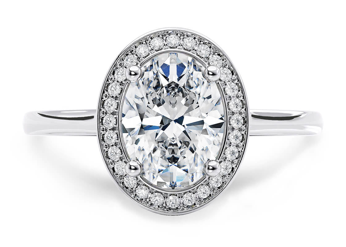 Minerva Halo Platinum Oval Engagement Ring