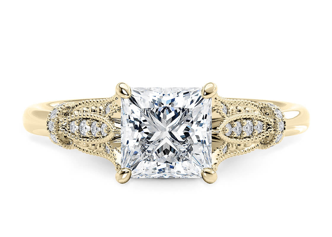 Jasmine Vintage Yellow Gold 18k Princess Engagement Ring