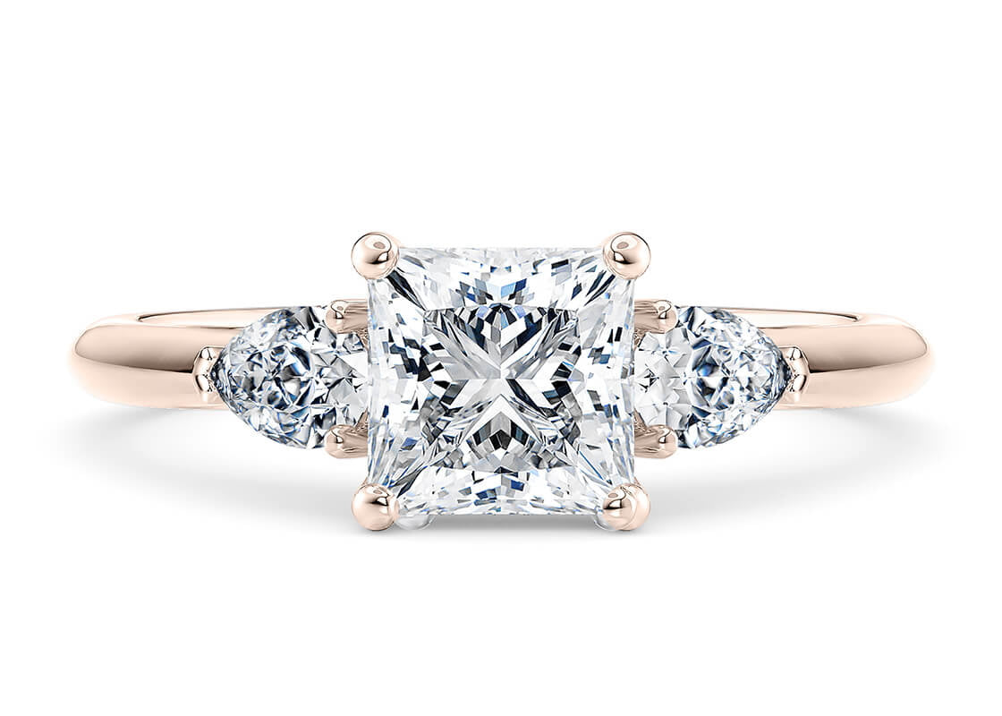 Florence Trilogy Rose Gold 18k Princess Engagement Ring
