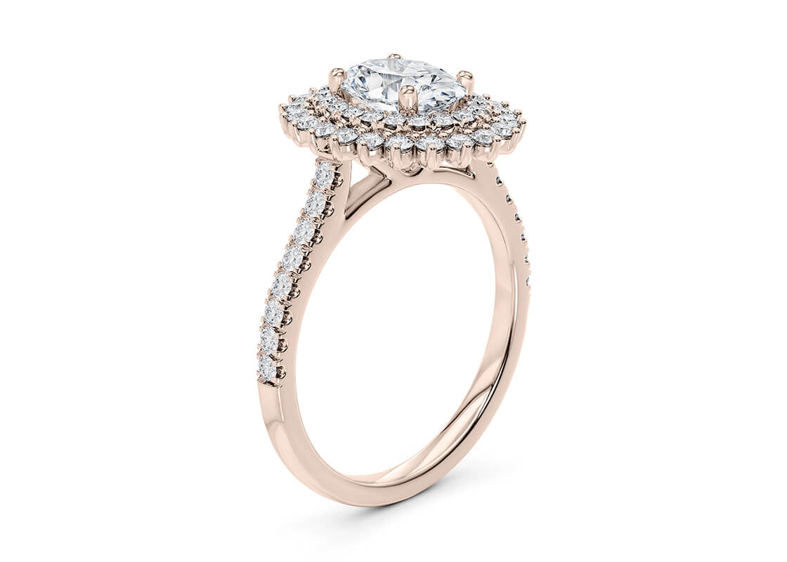 Berkeley Halo Rose Gold 18k Oval Engagement Ring