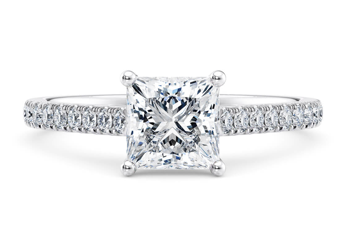 1477 Vintage Platinum Princess Engagement Ring