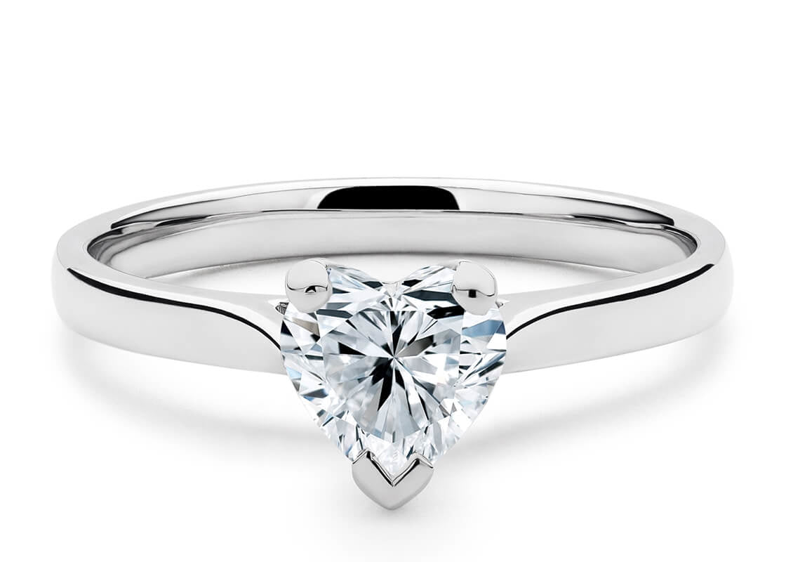 Contour Solitaire Platinum Heart Engagement Ring