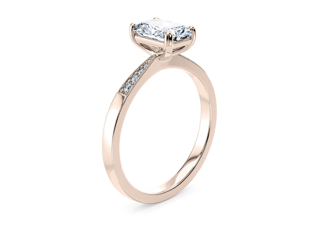 Delicacy Vintage Rose Gold 18k Radiant Engagement Ring