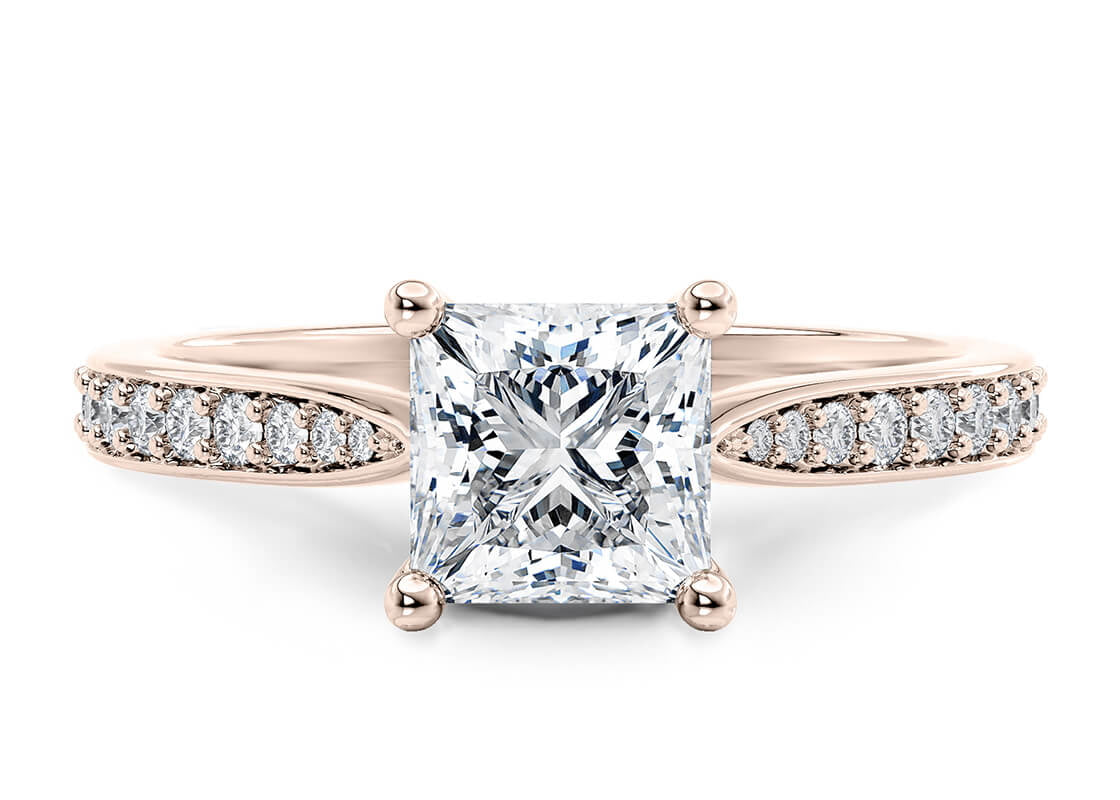 Victoria Diamond Band Rose Gold 18k Princess Engagement Ring