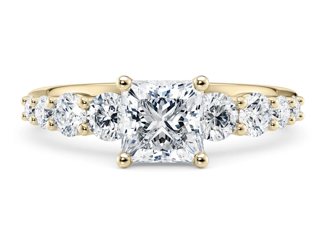 Lyra Diamond Band Yellow Gold 18k Princess Engagement Ring