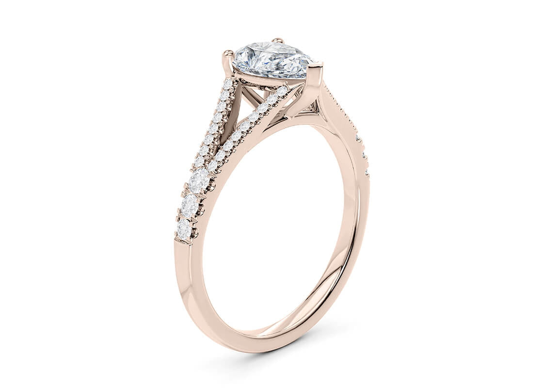 Oxford Diamond Band Rose Gold 18k Pear Engagement Ring