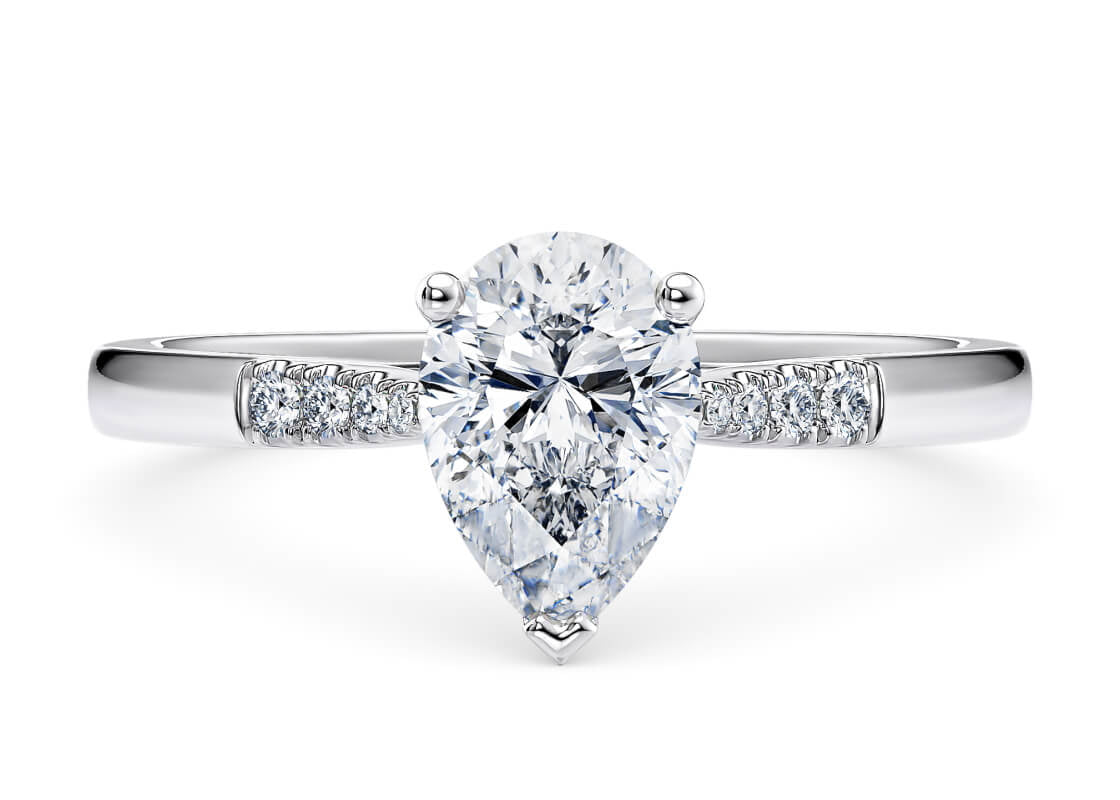 Thea Diamond Band Platinum Pear Engagement Ring