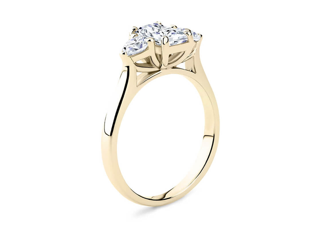 Barcelona Trilogy Yellow Gold 18k Emerald Engagement Ring
