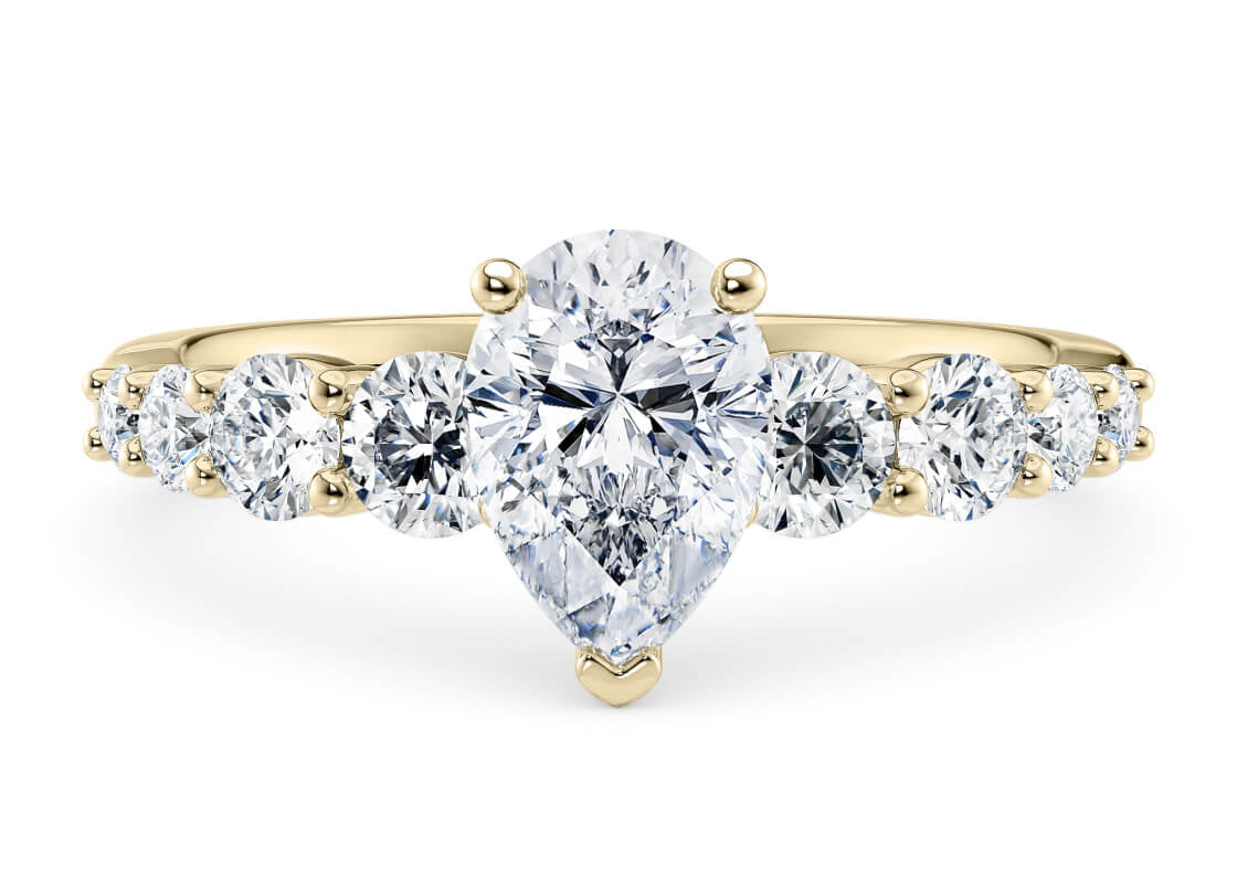 Lyra Diamond Band Yellow Gold 18k Pear Engagement Ring