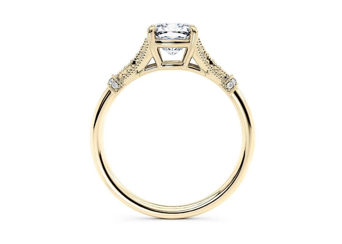Jasmine Vintage Yellow Gold 18k Cushion Engagement Ring
