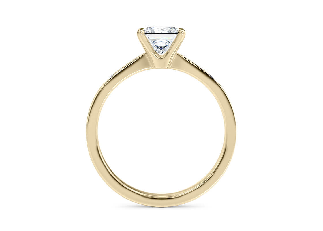 Delicacy Vintage Yellow Gold 18k Princess Engagement Ring