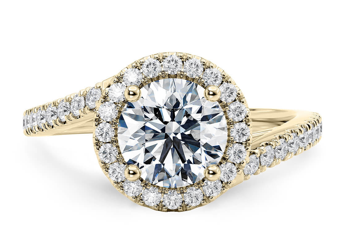 Kew Halo Yellow Gold 18k Round Engagement Ring
