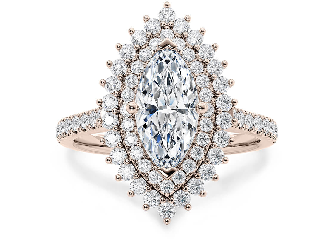 Berkeley Halo Rose Gold 18k Marquise Engagement Ring