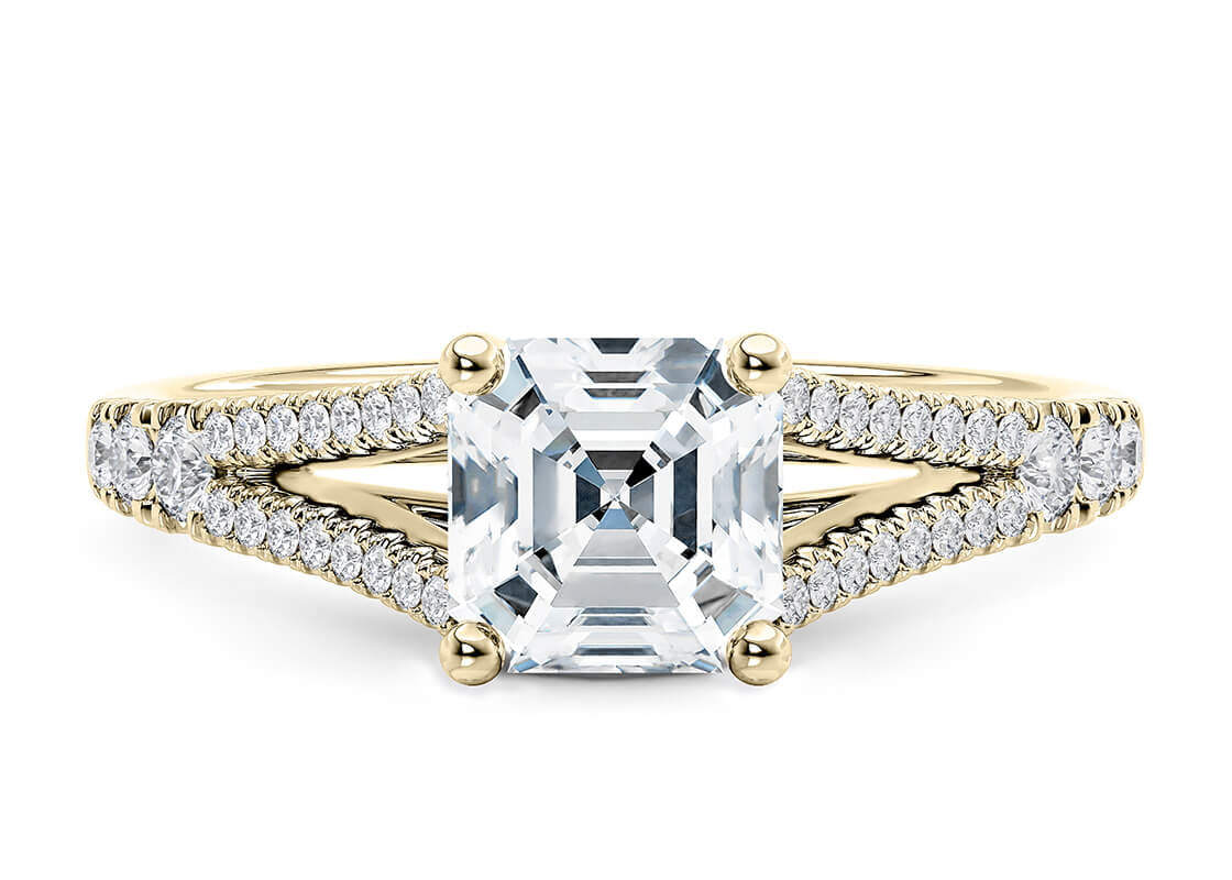 Oxford Diamond Band Yellow Gold 18k Asscher Engagement Ring