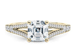 Oxford Diamond Band Yellow Gold 18k Asscher Engagement Ring