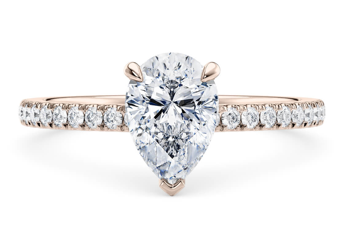 Aria Diamond Band Rose Gold 18k Pear Engagement Ring