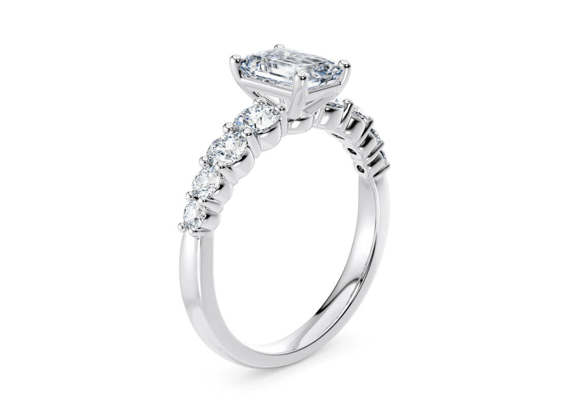 Lyra Diamond Band Platinum Emerald Engagement Ring