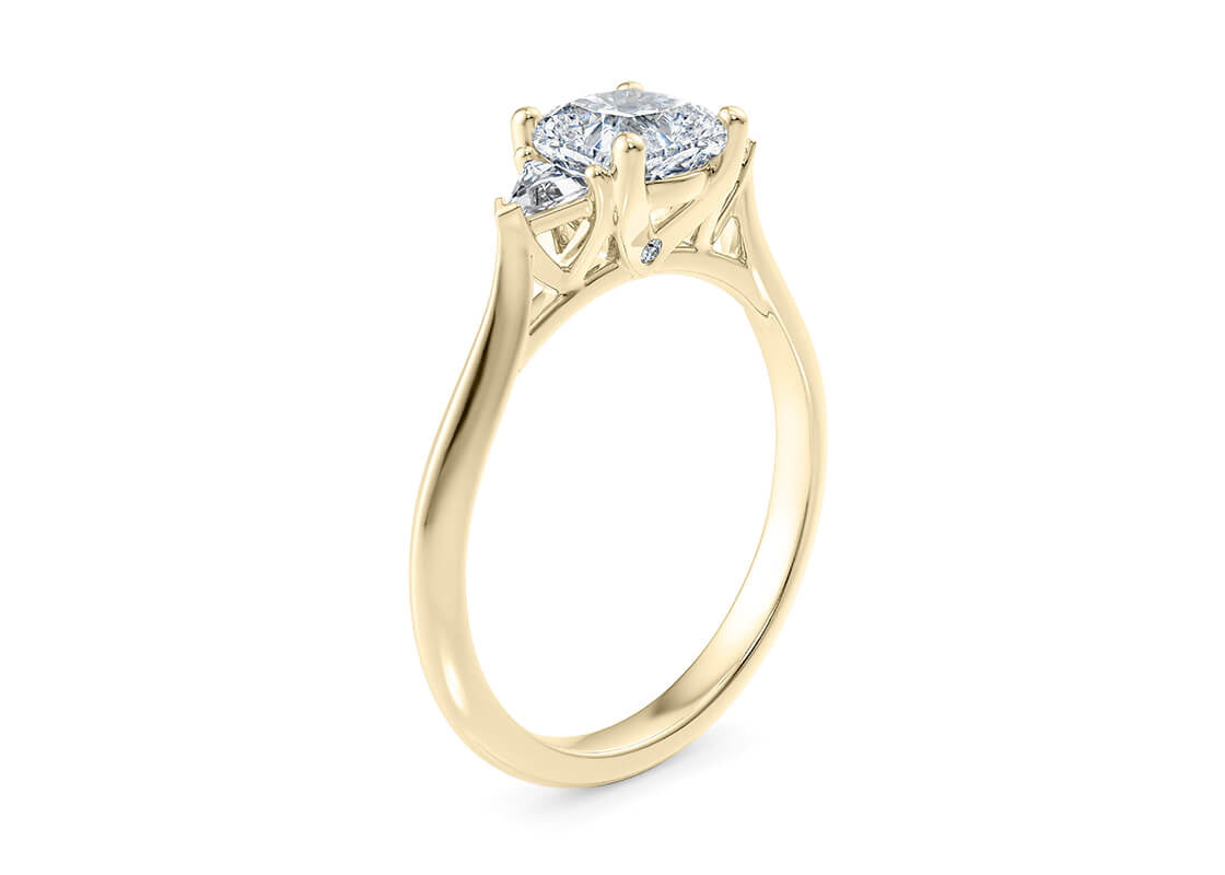 Paris Trilogy Yellow Gold 18k Cushion Engagement Ring