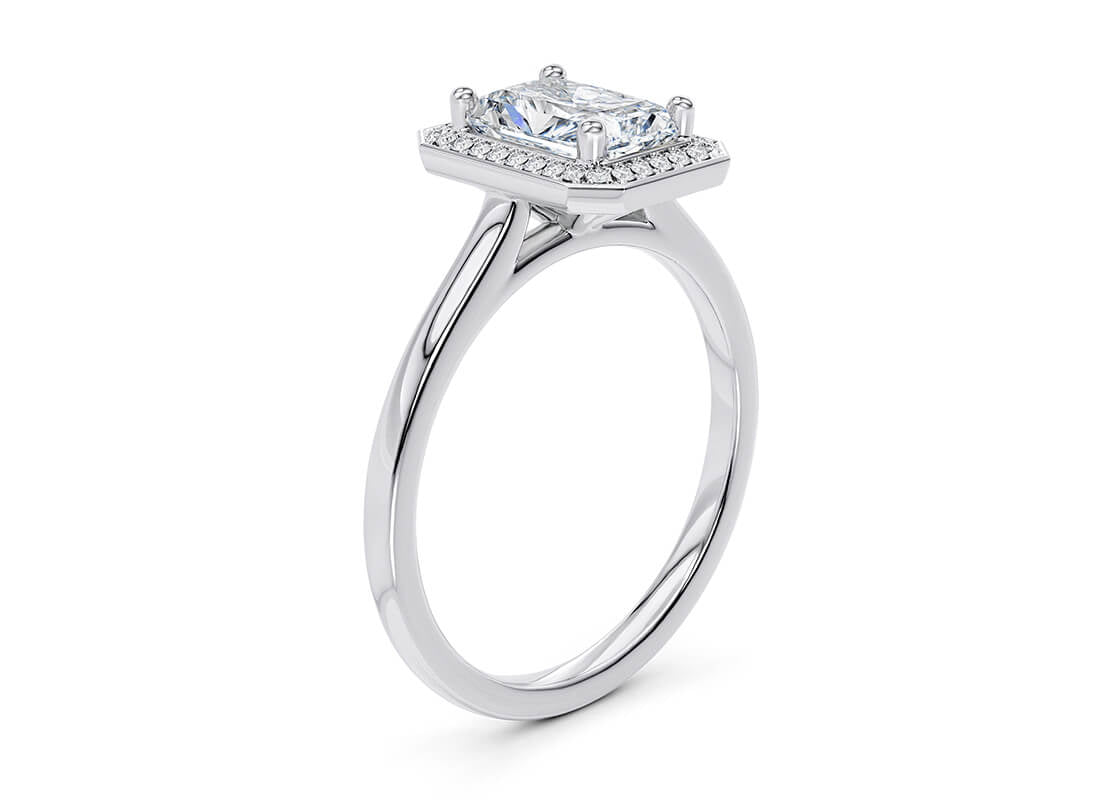Minerva Halo Platinum Radiant Engagement Ring